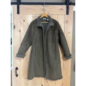 L.L. Bean | Dark Brown Faux Suede Sherpa Lined Coat | Size XL